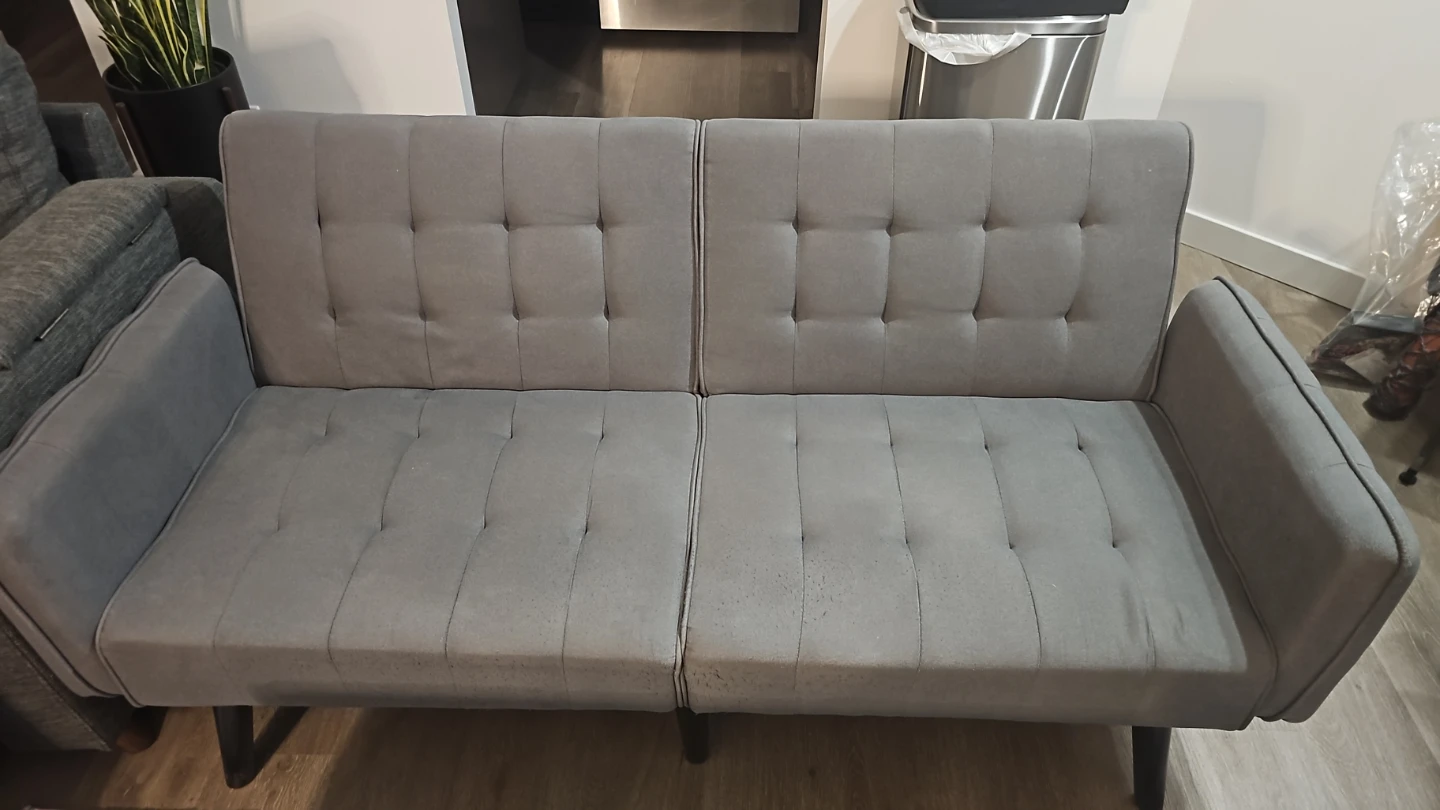 Grey Tufted Futon Sofa