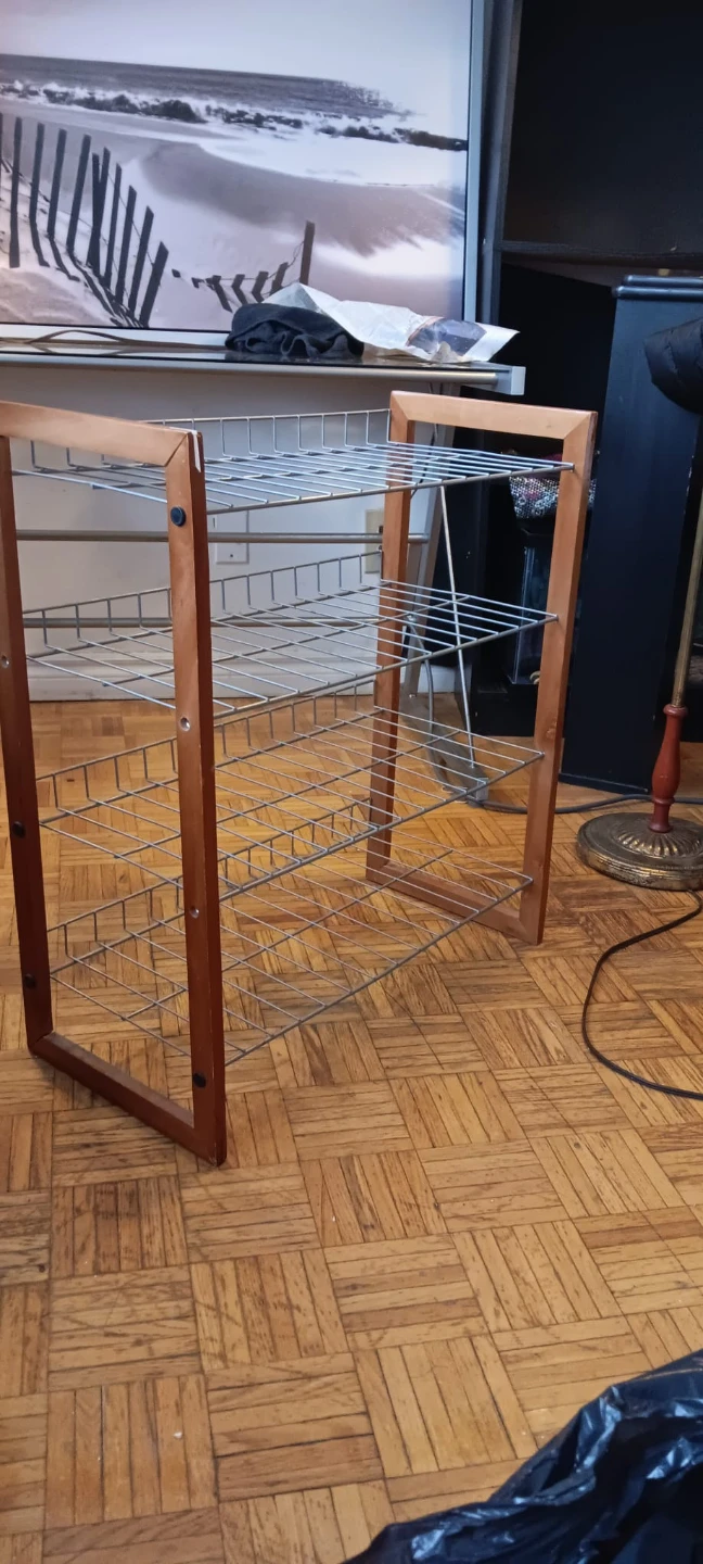 Wooden and Wire Shoe Rack