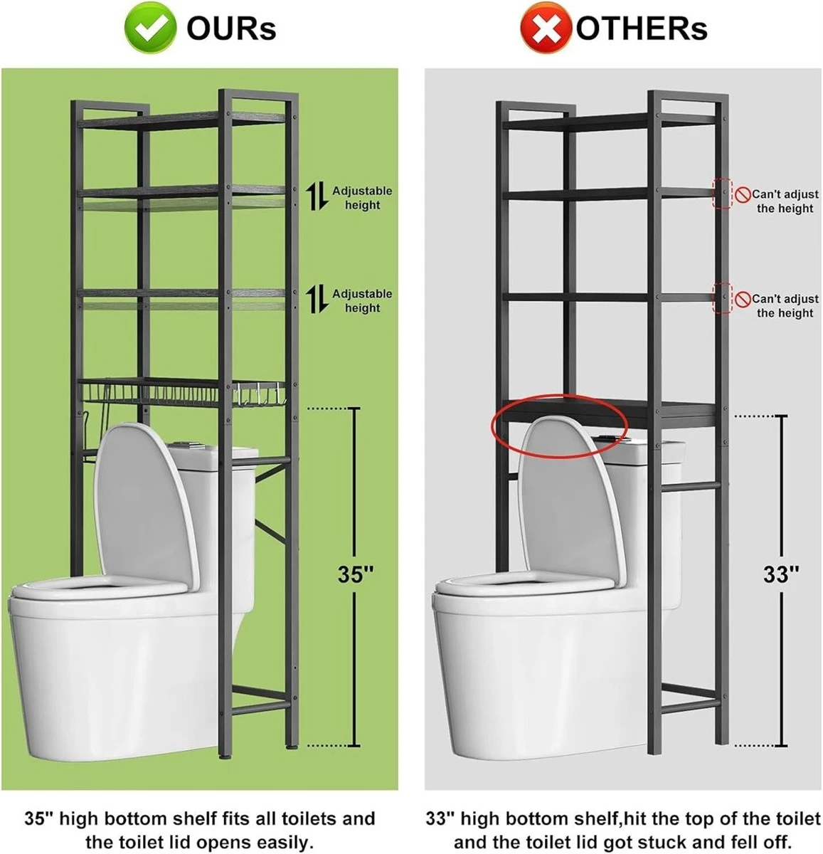 Over-the-Toilet Storage Shelf - Rustic Wood - photo 2