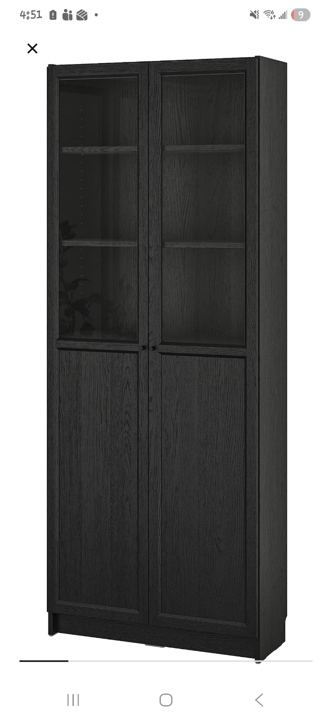 IKEA Billy Glass-door Cabinet - Black-Brown