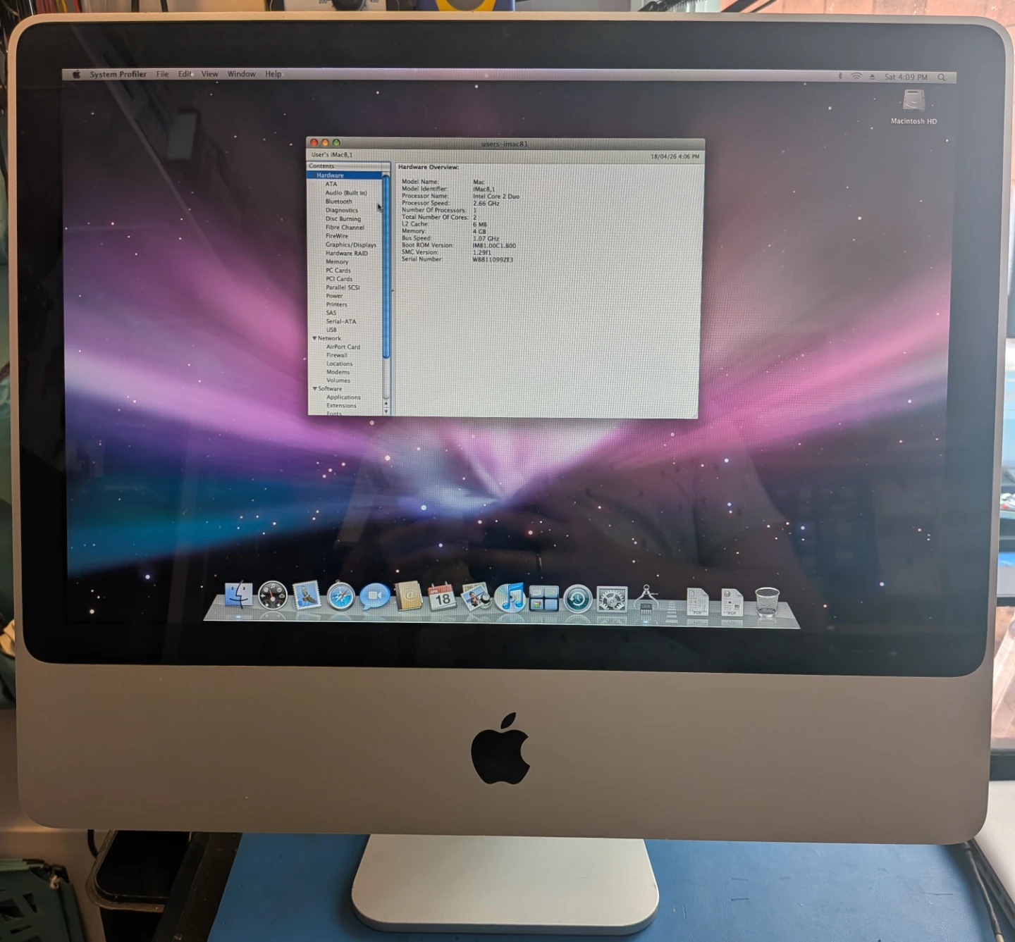 20" iMac - 4GB RAM, 500GB HDD, OS X Leopard
