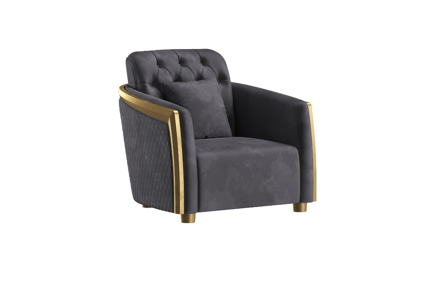 3-Piece Velvet Living Room Set With Gold Accent Stainless Steel - photo 4
