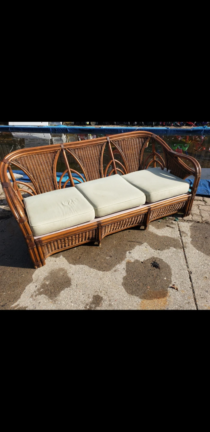 Ratana Rattan Sofa with Cushions