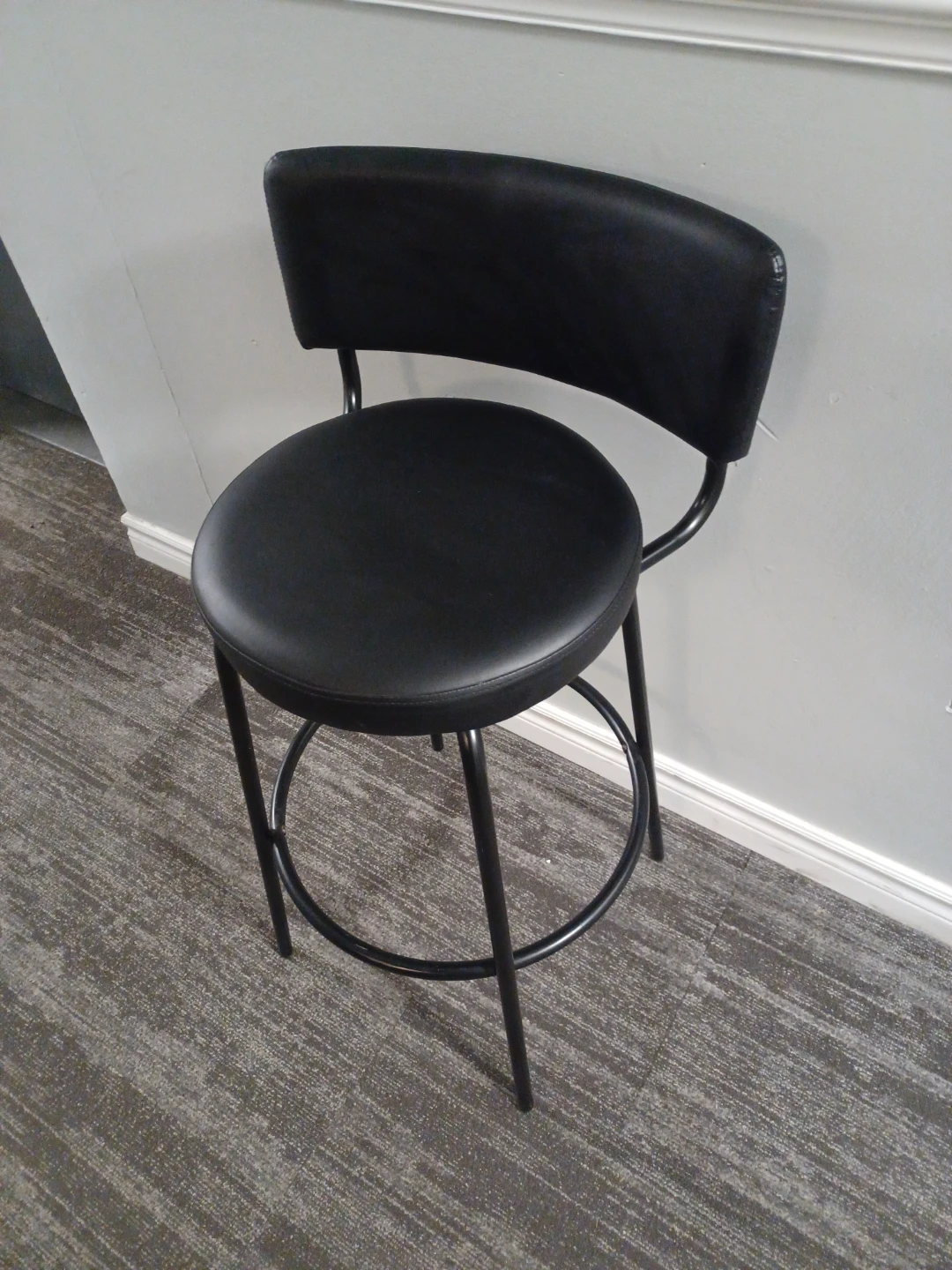 Black Faux Leather Bar Stool - photo 3