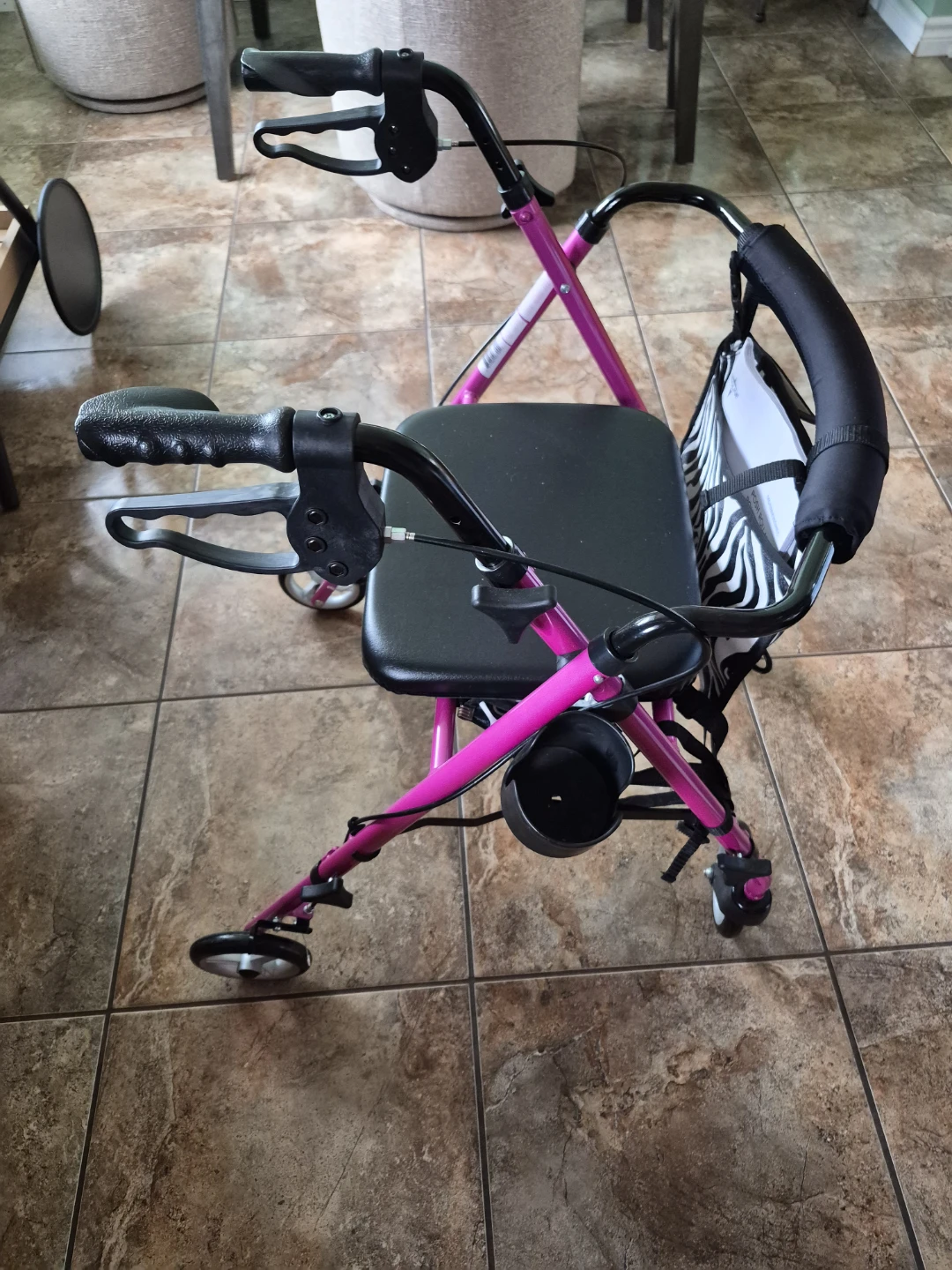 Medline Pink Posh Rollator Rolling Walker with Seat and Bag - photo 2