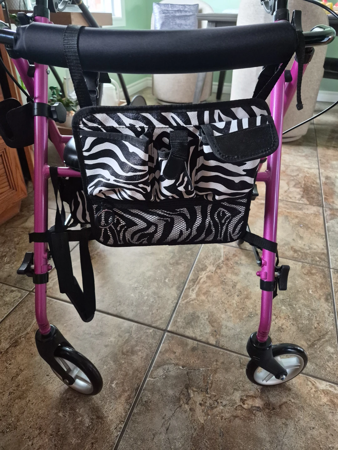 Medline Pink Posh Rollator Rolling Walker with Seat and Bag - photo 3