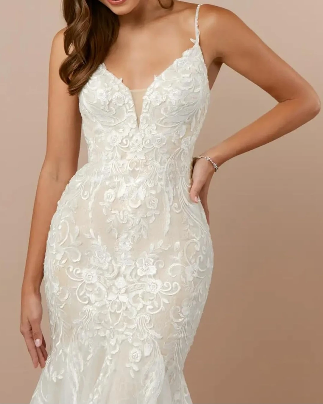White Lace Mermaid Wedding Dress - photo 2