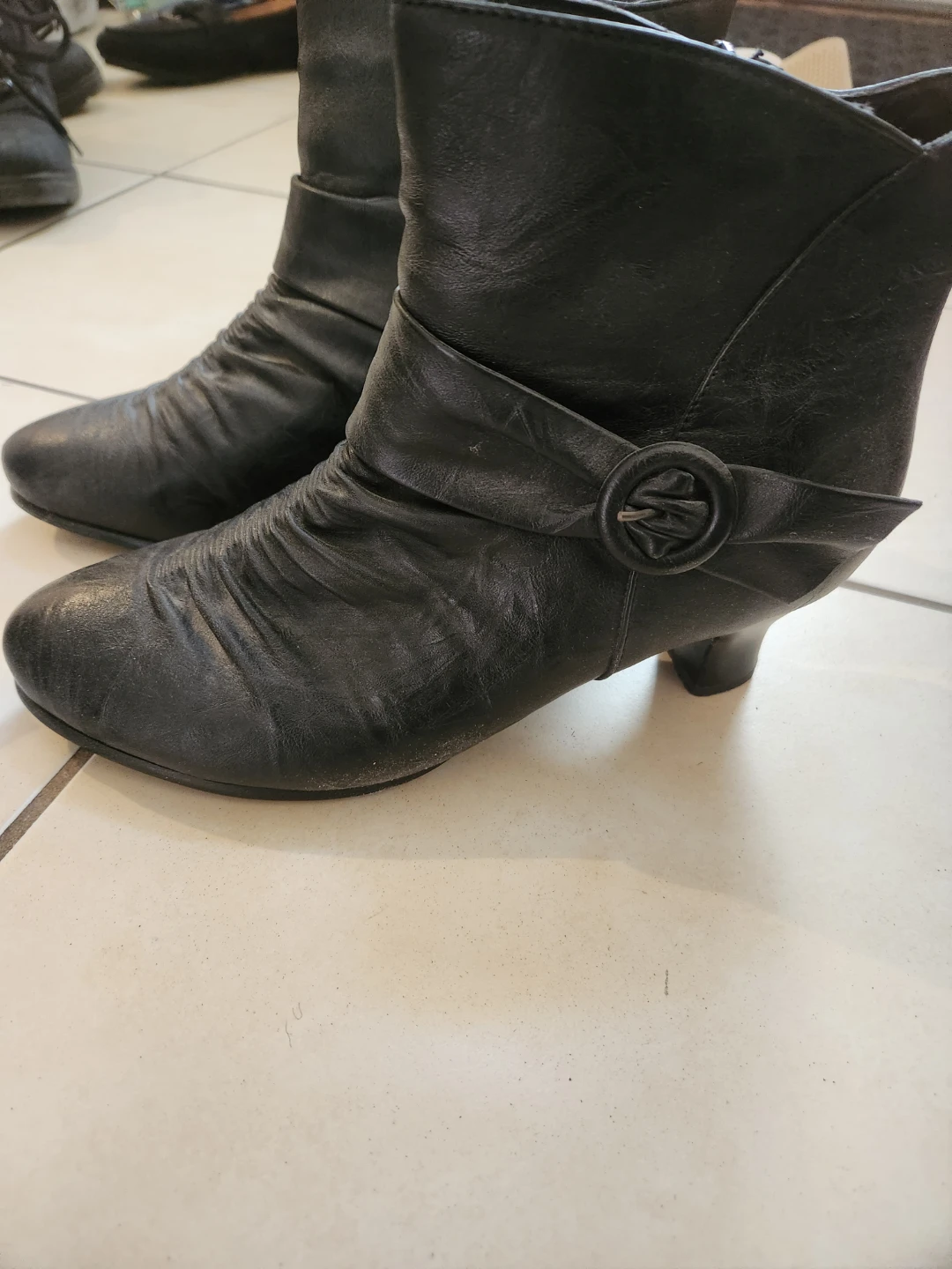 Black Ankle Boots with Buckle Detail - photo 2