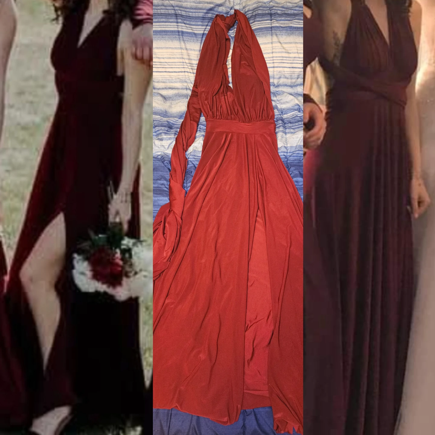 Burgundy bridesmade or prom dress (can be worn different ways)