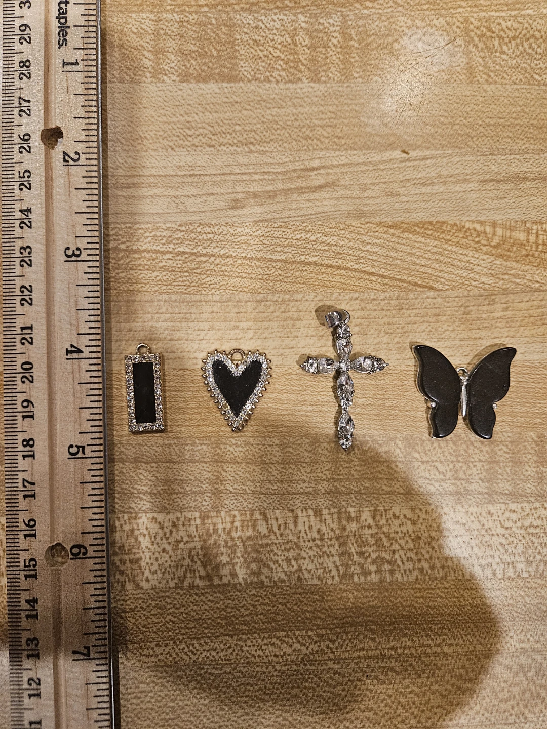 Set of 4 Charms: Rectangle, Heart, Cross, Butterfly - photo 2