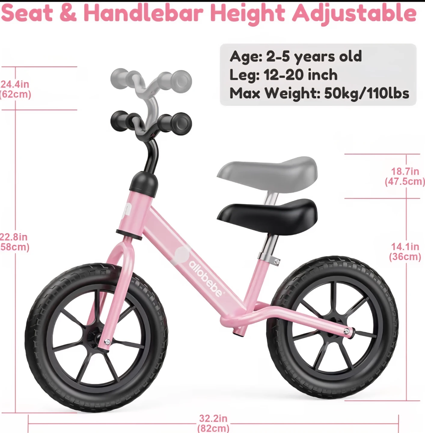 Allobèbè Pink Lightweight Walking Bike - photo 2