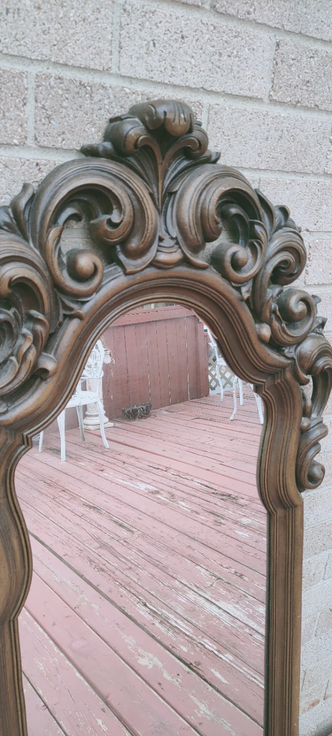Ornate Carved Wood Framed Mirror - photo 2