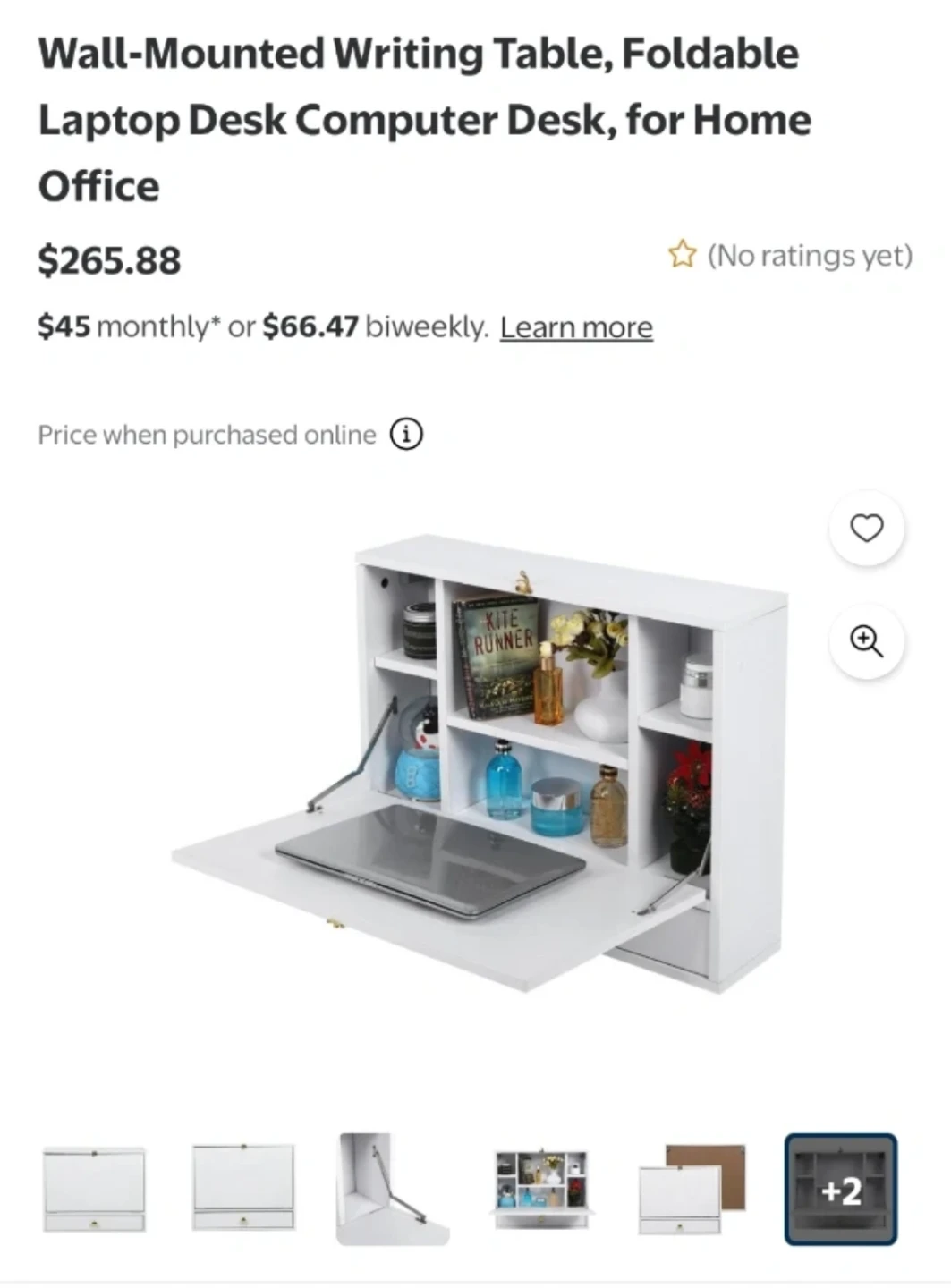 White Wall-Mounted Foldable Writing Table/Desk - photo 5