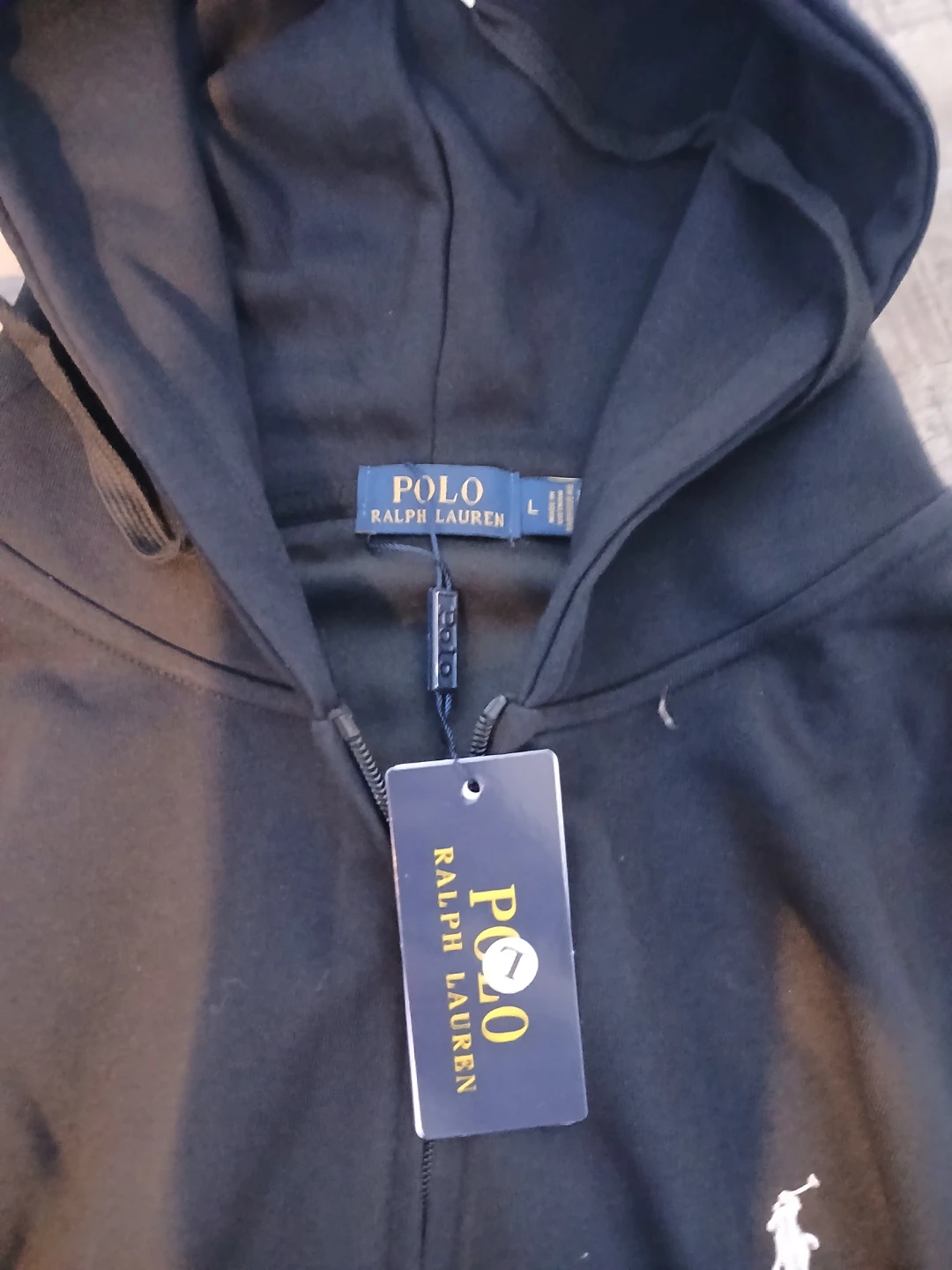 Polo Ralph Lauren Black Full-Zip Hoodie - Size L - photo 2