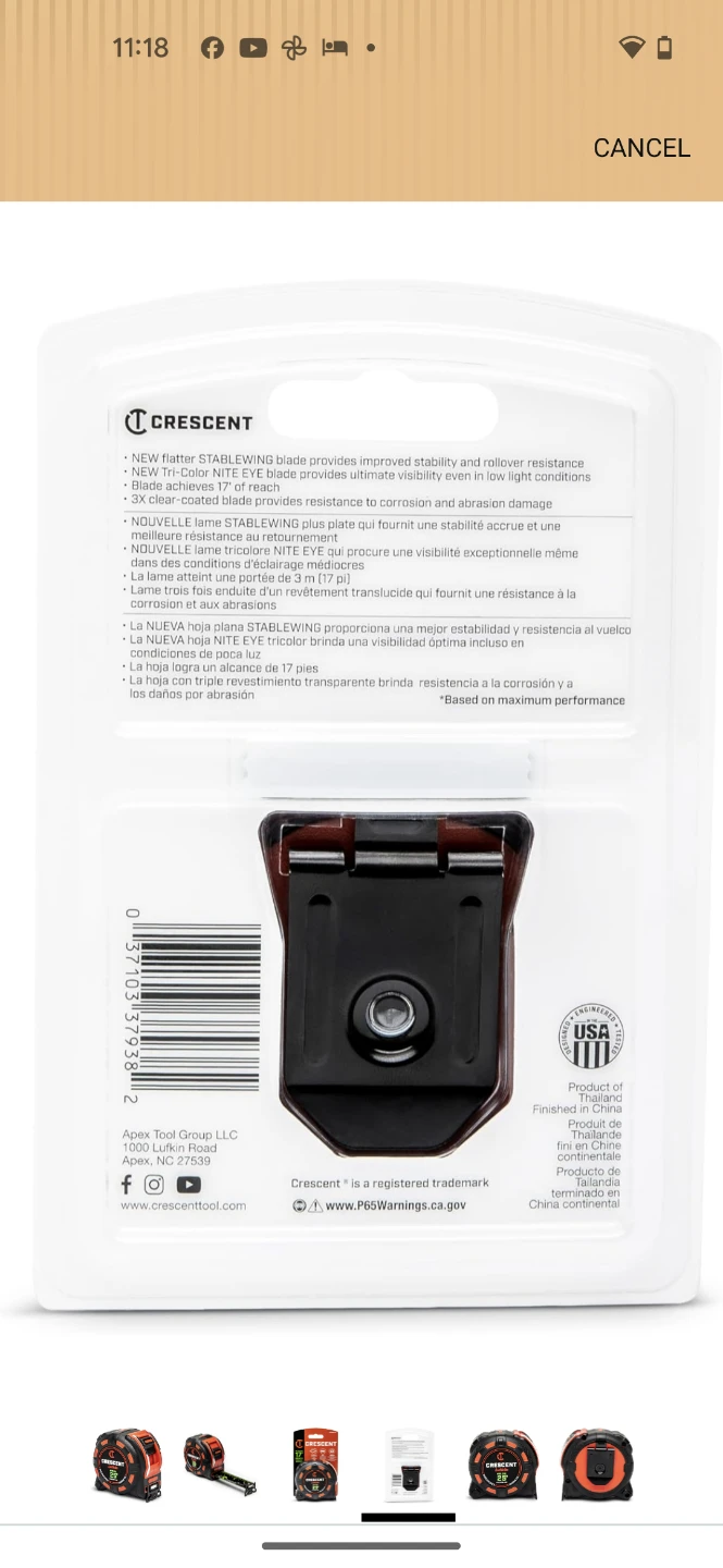 Crescent Lufkin Shockforce Nite Eye 25' Magnetic Tape Measure - photo 4