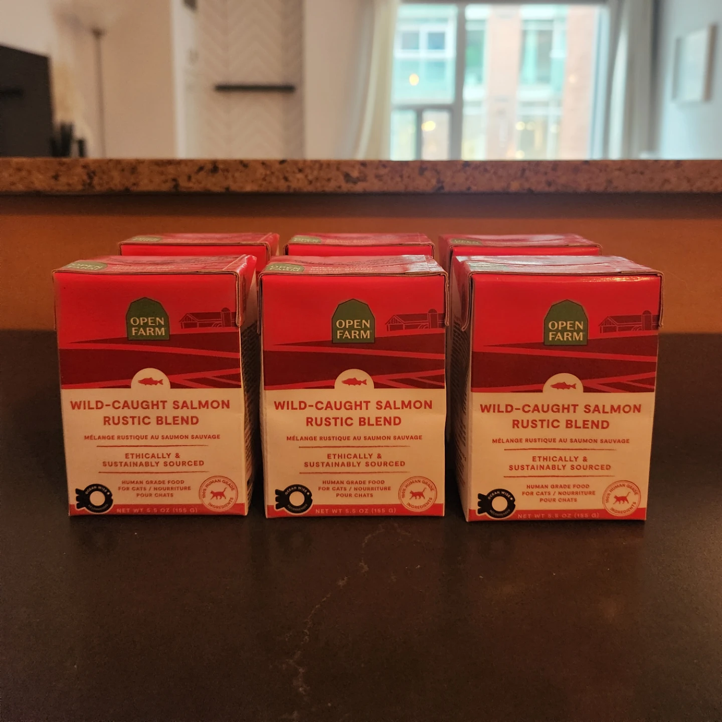 6 cartons of Open Farm brand Wild Caught Salmon