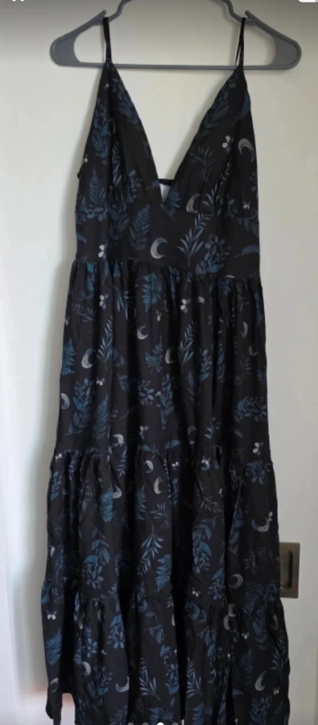 Black floral and moon print midi dress - photo 2