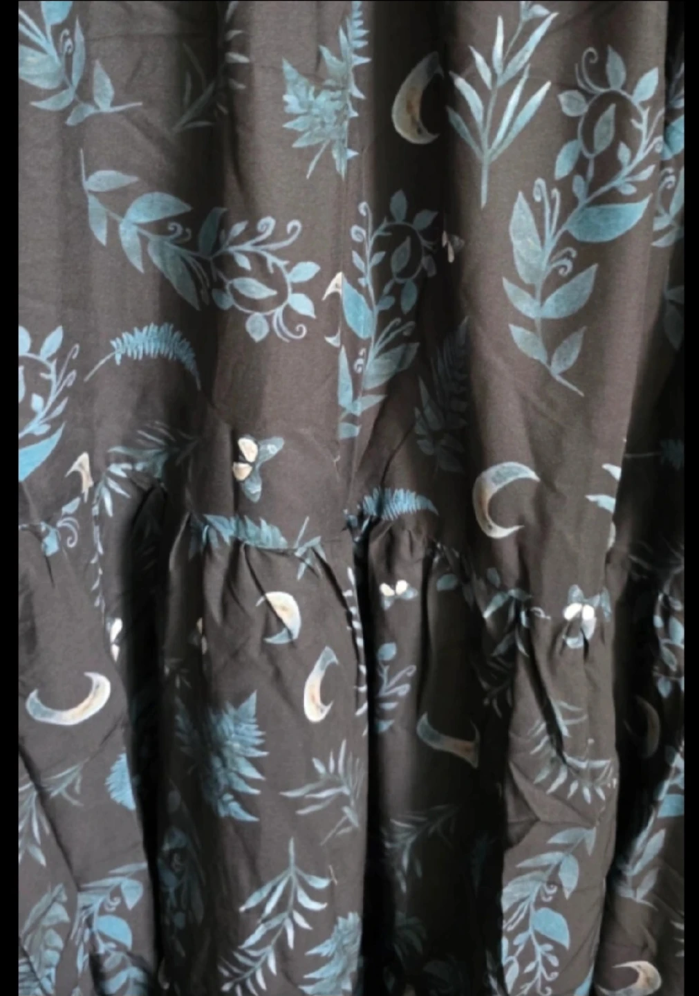Black floral and moon print midi dress - photo 4