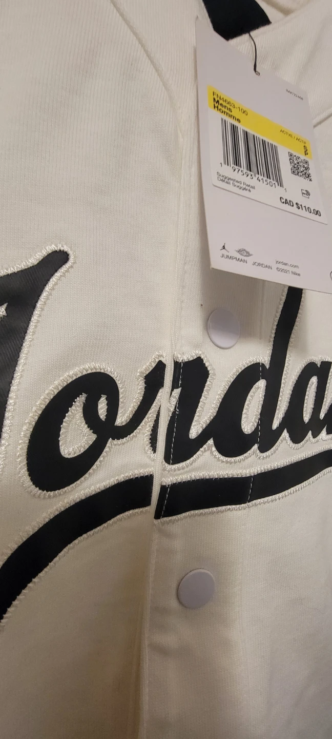 Jordan Baseball Jersey White Men's Medium - photo 4