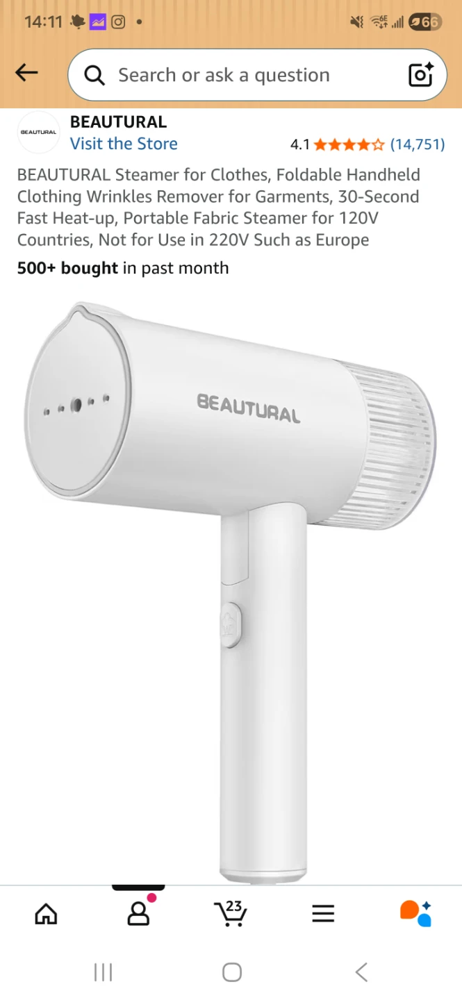 BEAUTURAL Handheld Clothes Steamer - photo 3