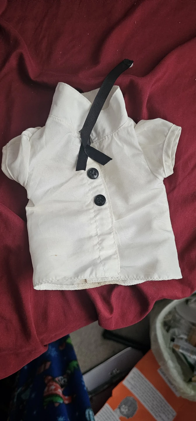 Doll Clothes White Blouse with Black Tie
