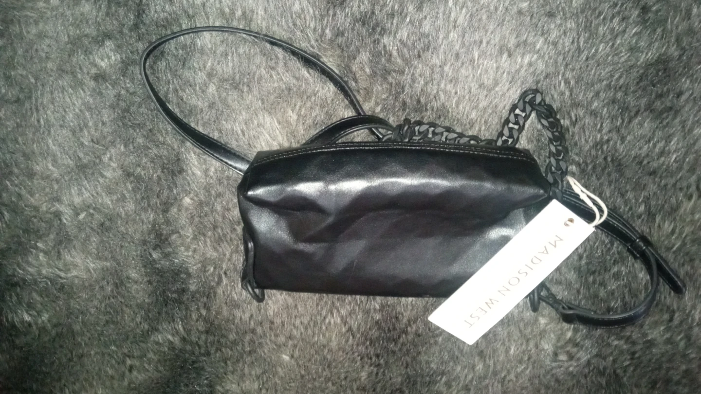 Madison West Black Real Leather Chain Shoulder Bag - photo 5