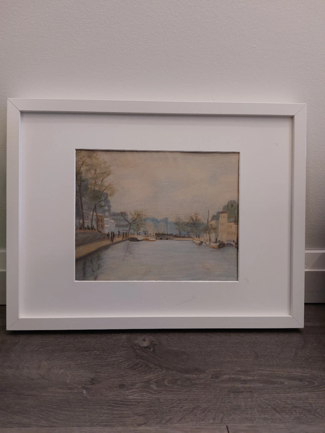 Framed Watercolour Painting of a Canal Scene
