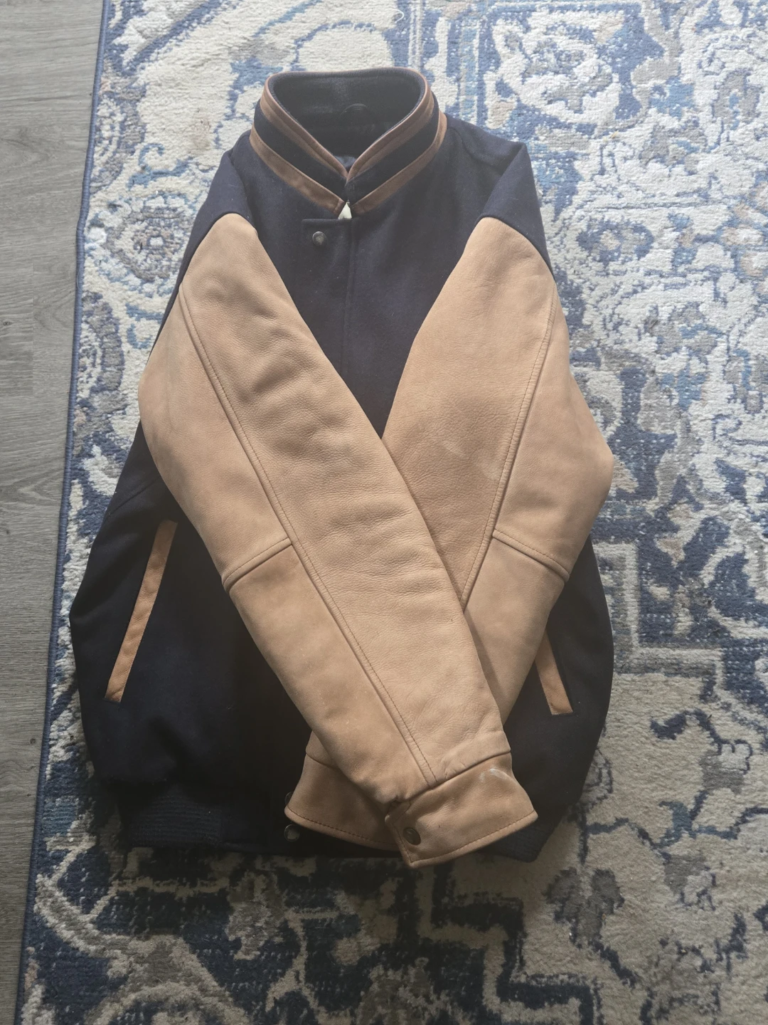 Varsity Jacket with Leather Sleeves - photo 2