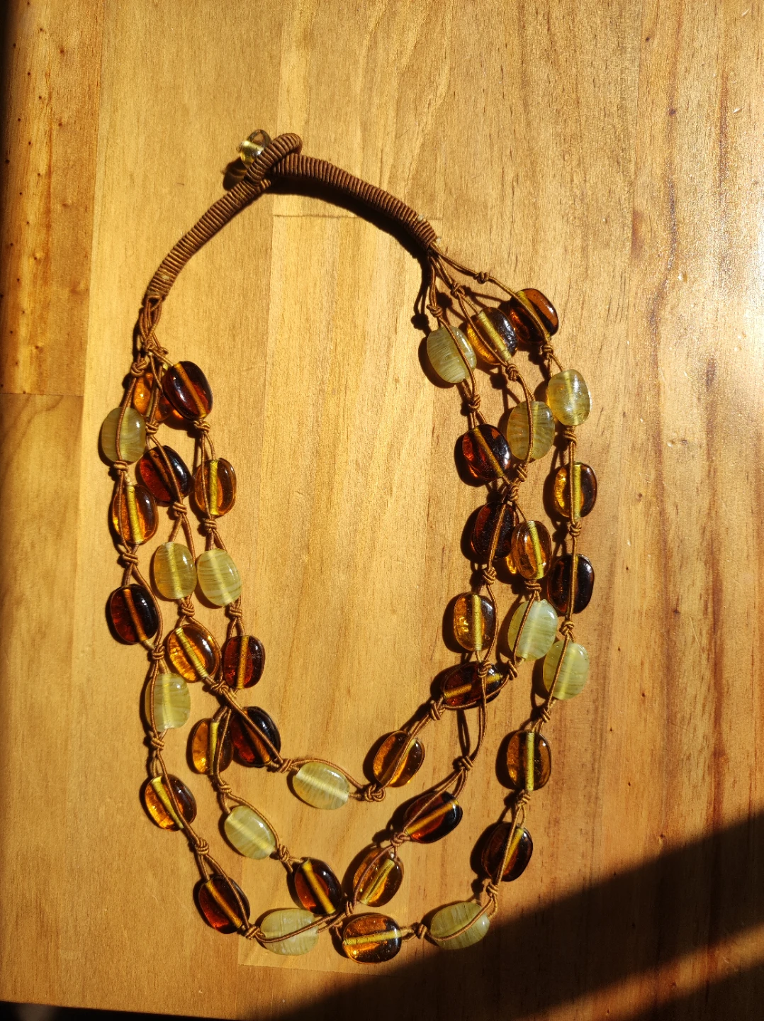 Beaded Necklace - Amber and Green - photo 4