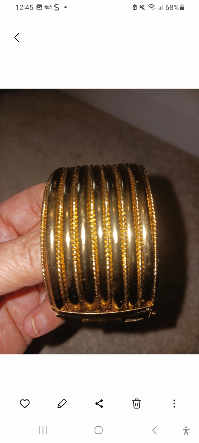 Gold Tone Wide Cuff Bracelet mothers day gift