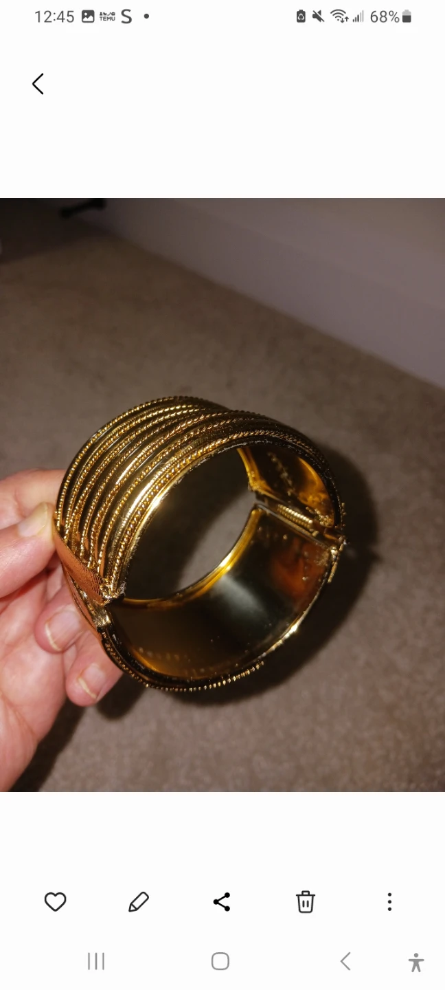 Gold Tone Wide Cuff Bracelet mothers day gift - photo 2