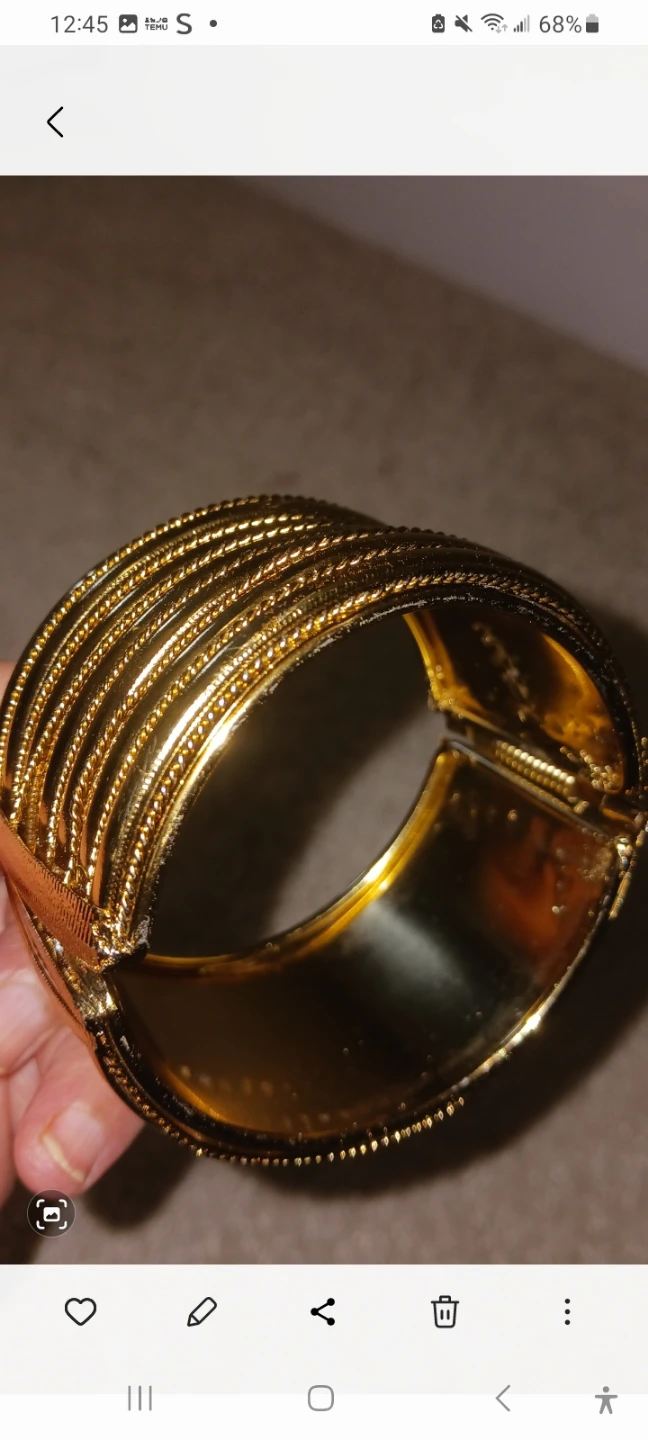 Gold Tone Wide Cuff Bracelet mothers day gift - photo 3
