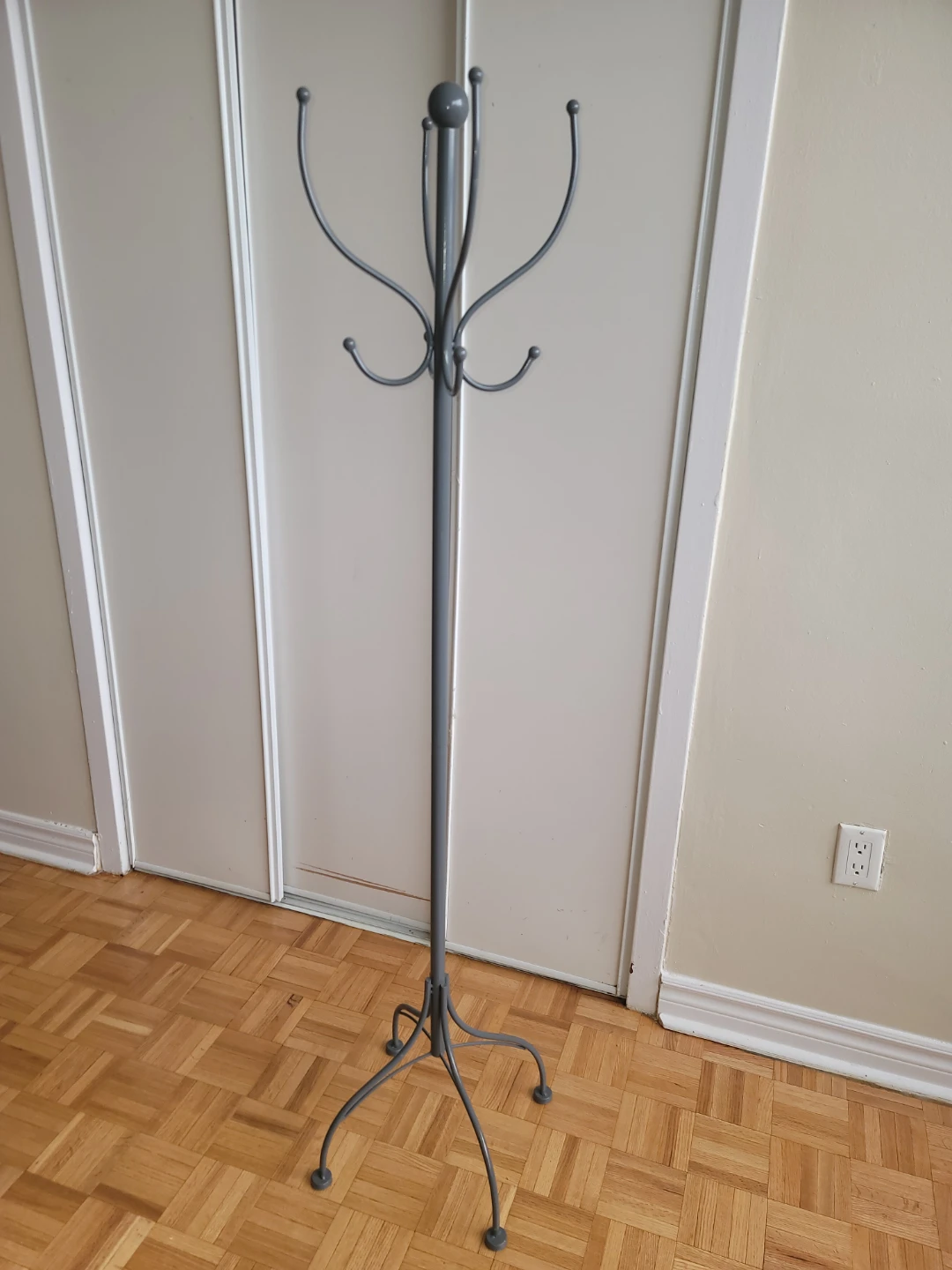 Grey Metal Coat Rack