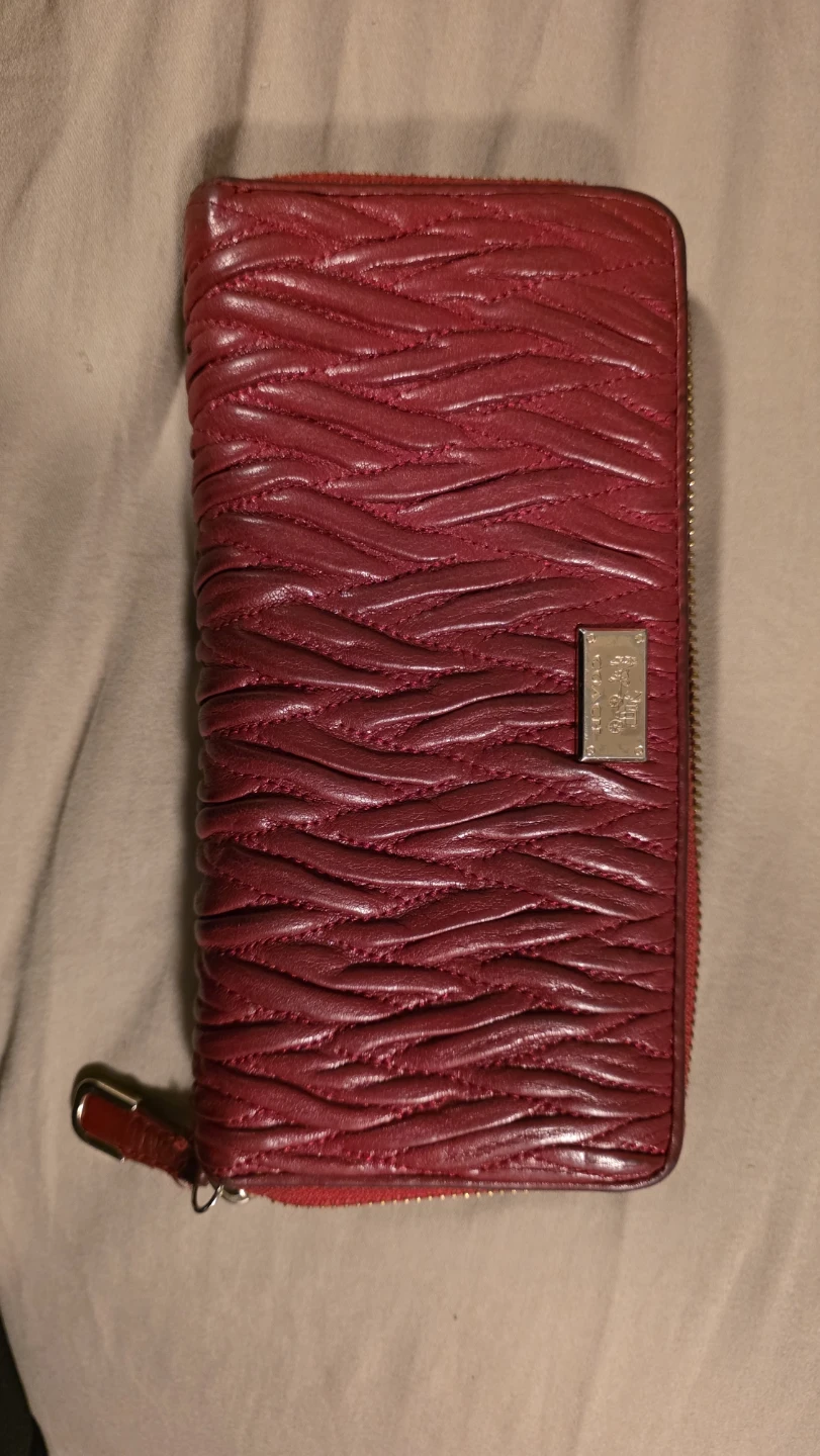Coach Red Leather Accordion Zip Wallet