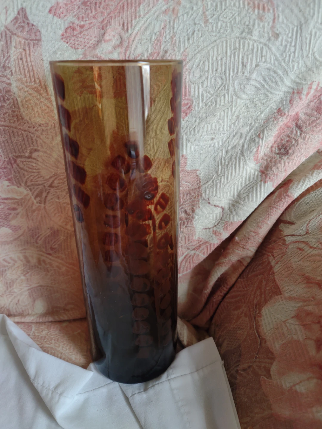 Amber Glass Vase with Brown Pattern - photo 3