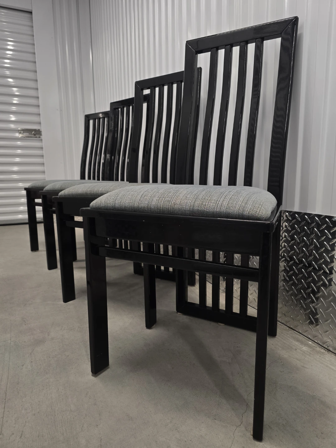 Set of 4 Modern Italian Dining Chairs - Solid Black Wood - photo 2