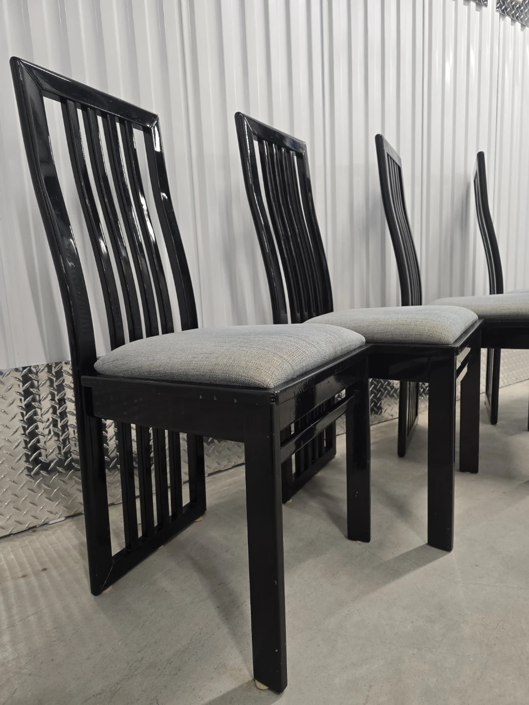 Set of 4 Modern Italian Dining Chairs - Solid Black Wood - photo 3