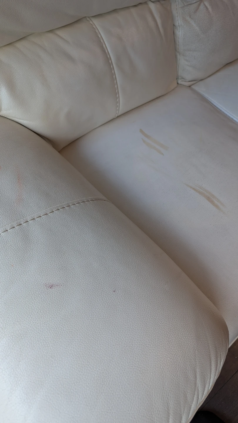 Cream Leather Sofa - photo 3
