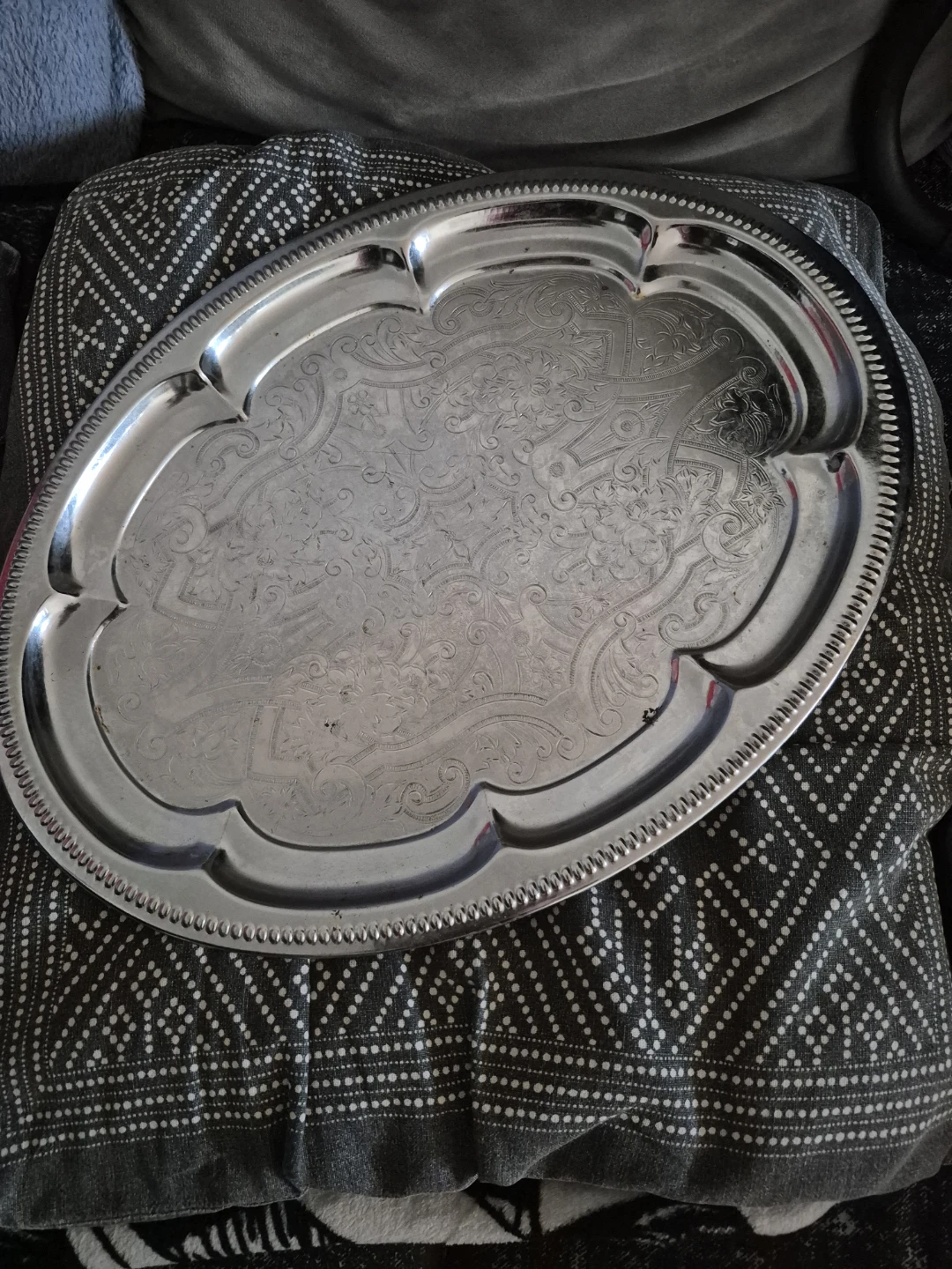 Vintage Etched Serving Tray - Made in England