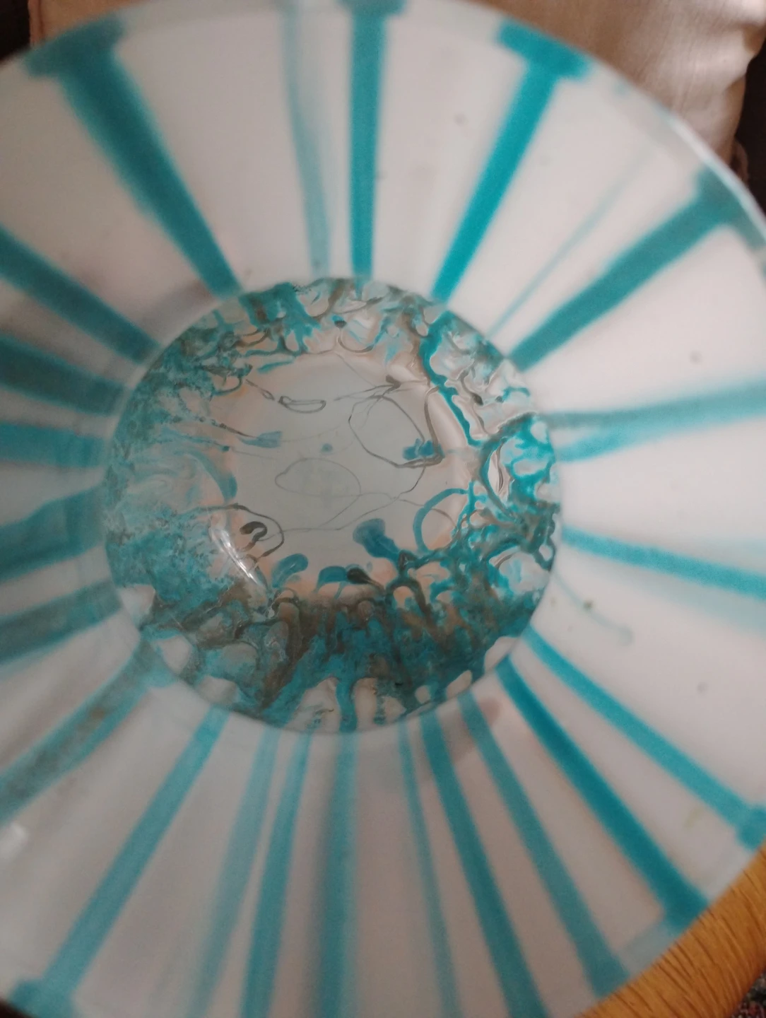 Decorative Glass Vase - Teal and White Swirls - photo 2