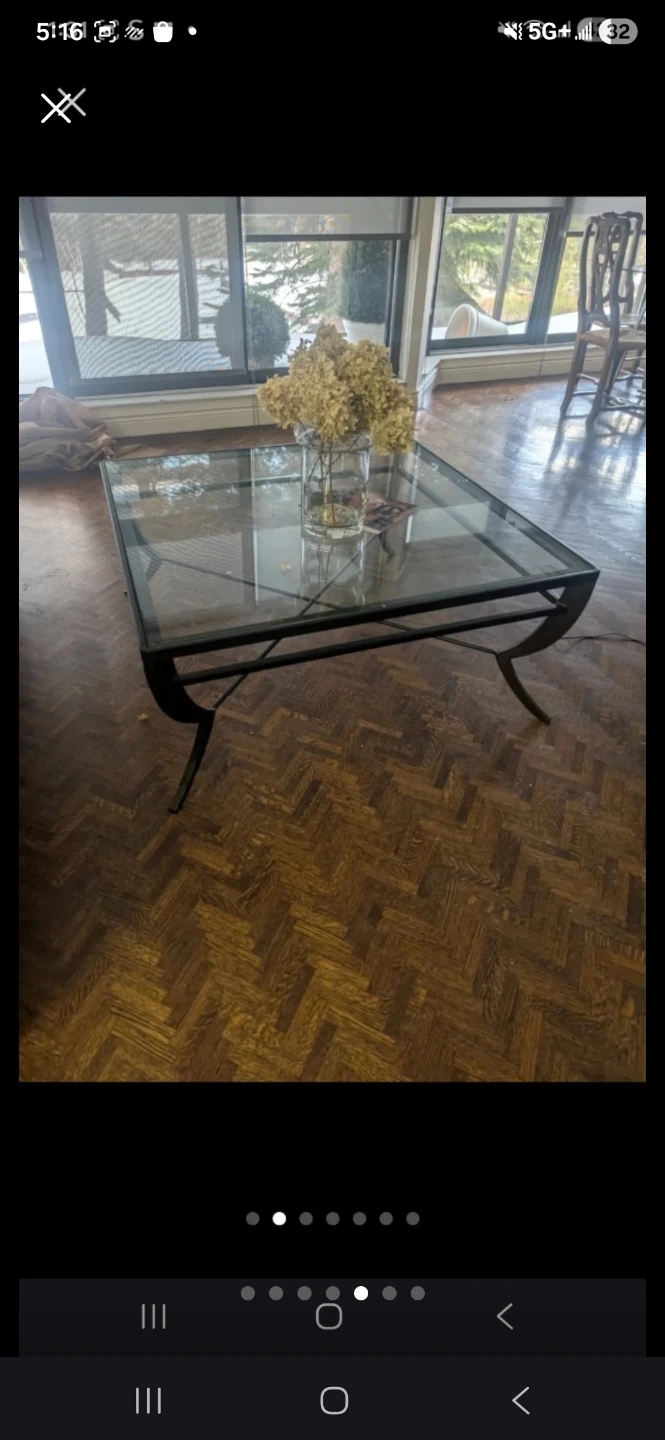 Glass Top Coffee Table with Metal Frame - photo 2