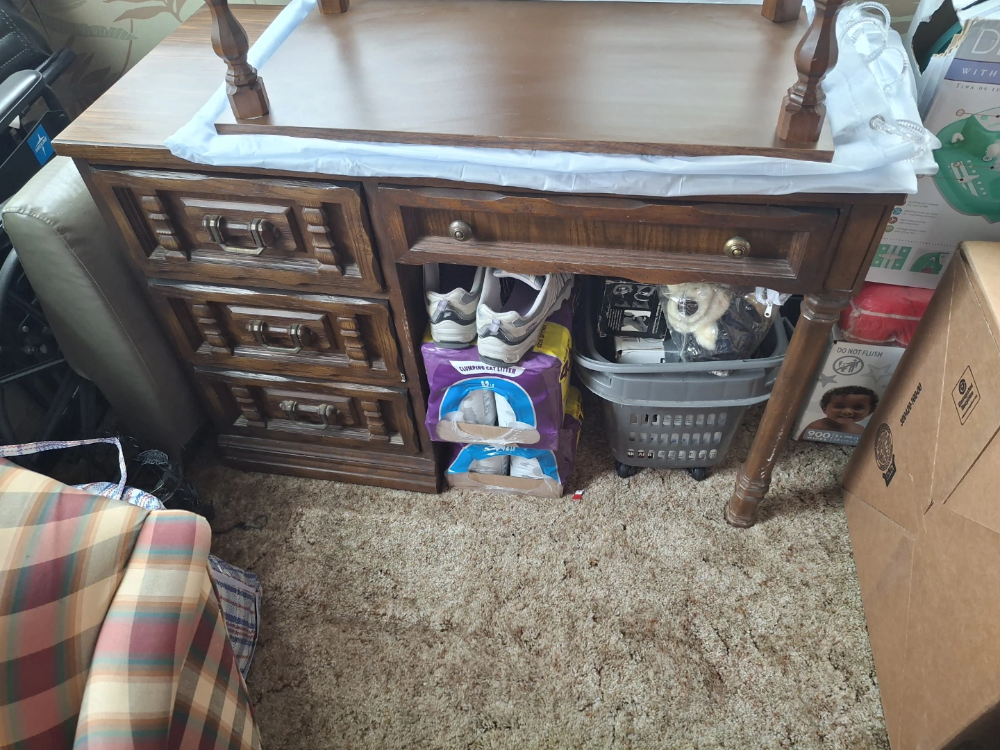Vintage Wooden Dresser with Drawers