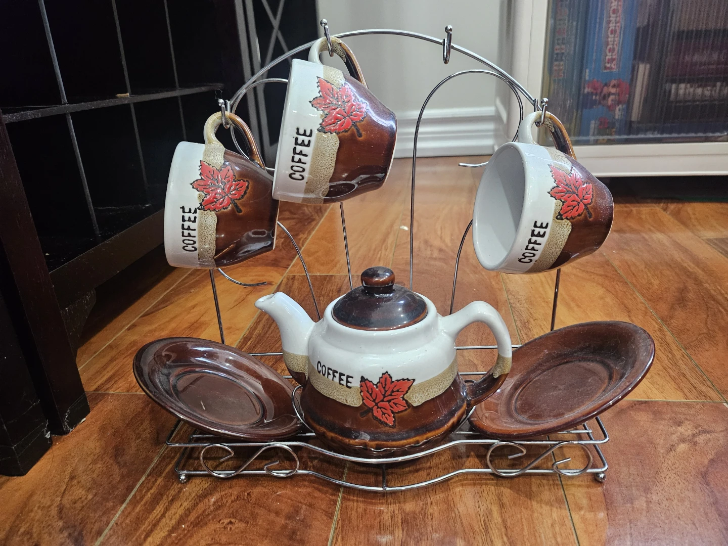 Coffee Tea Set with Teapot, Cups, and Saucers