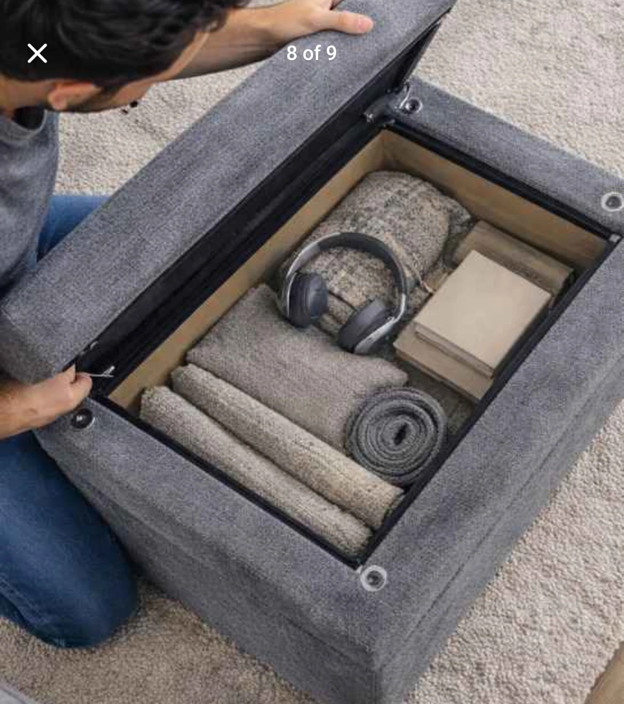 Grey Storage Ottoman Footrest - photo 2