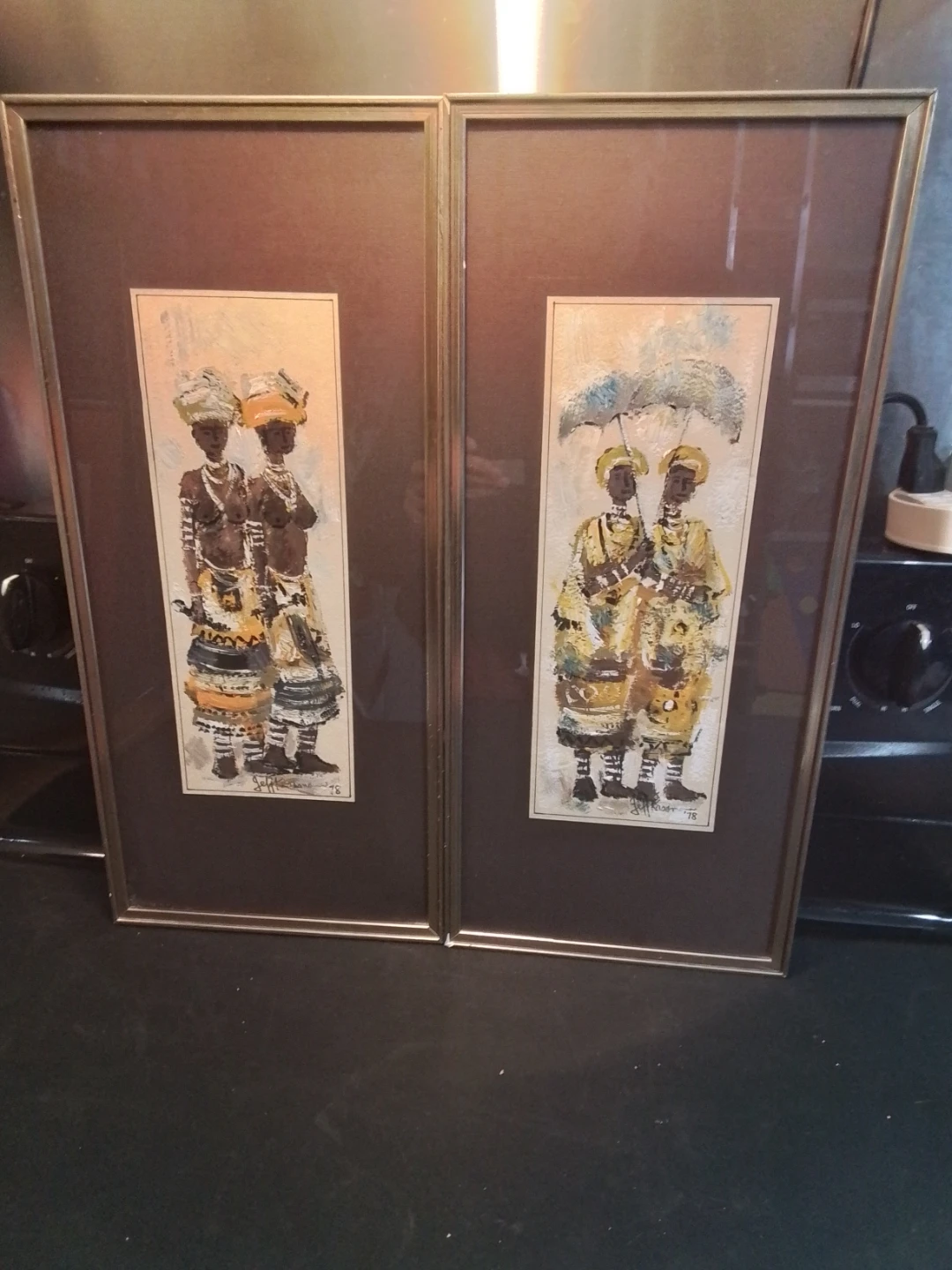 Listed SA Artist Jeff Kassman pair of  impasto Paintings 1978