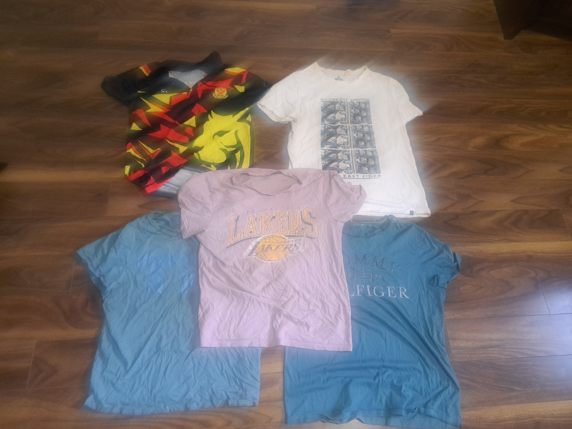 Bundle of 5 T-Shirts: Tommy Hilfiger, Lakers, and more