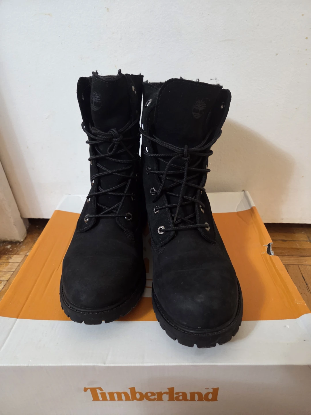 Timberland Authentic Teddy Fleece Fold Down Boots Black Nubuck