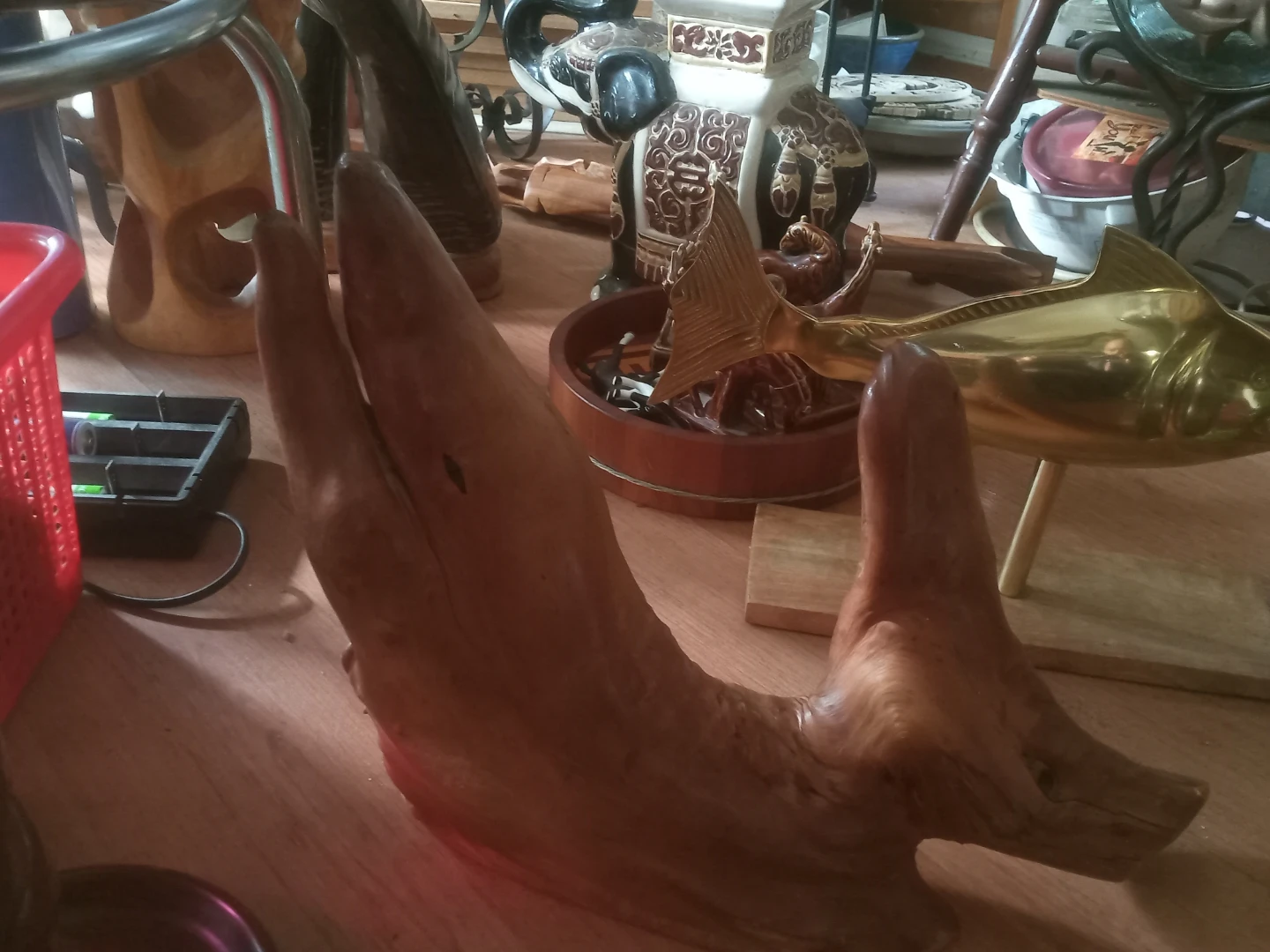 Carved Wooden Dolphin Sculpture - photo 2