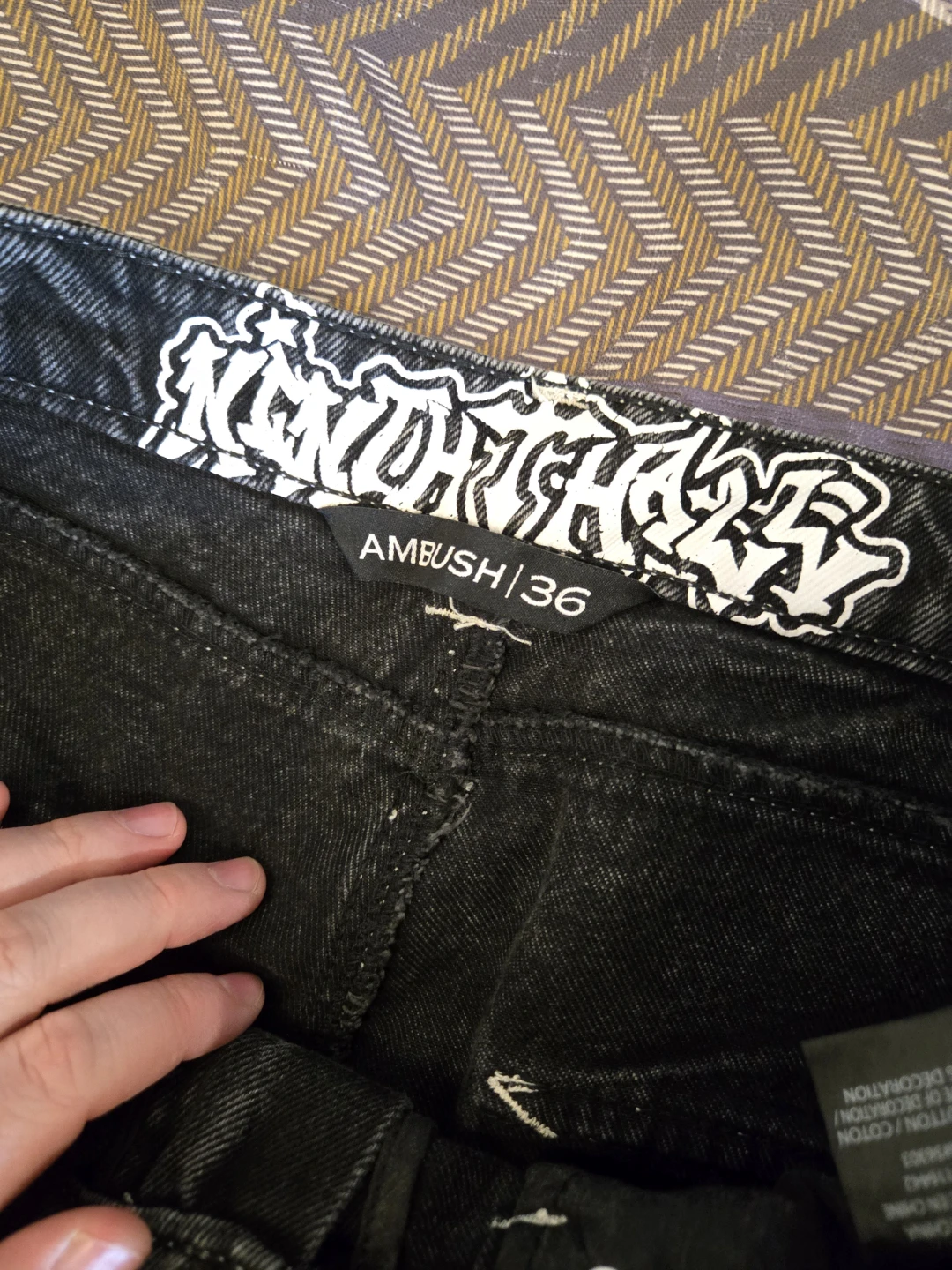 NINTH HALL  Black Denim Jeans with Panther & Flame Embroidery - photo 4