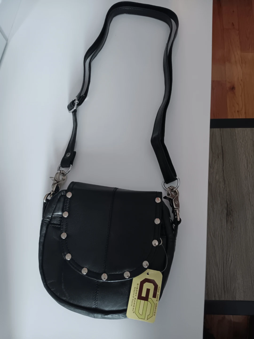 Girogio Samoni Black Leather Studded Crossbody Bag - photo 4